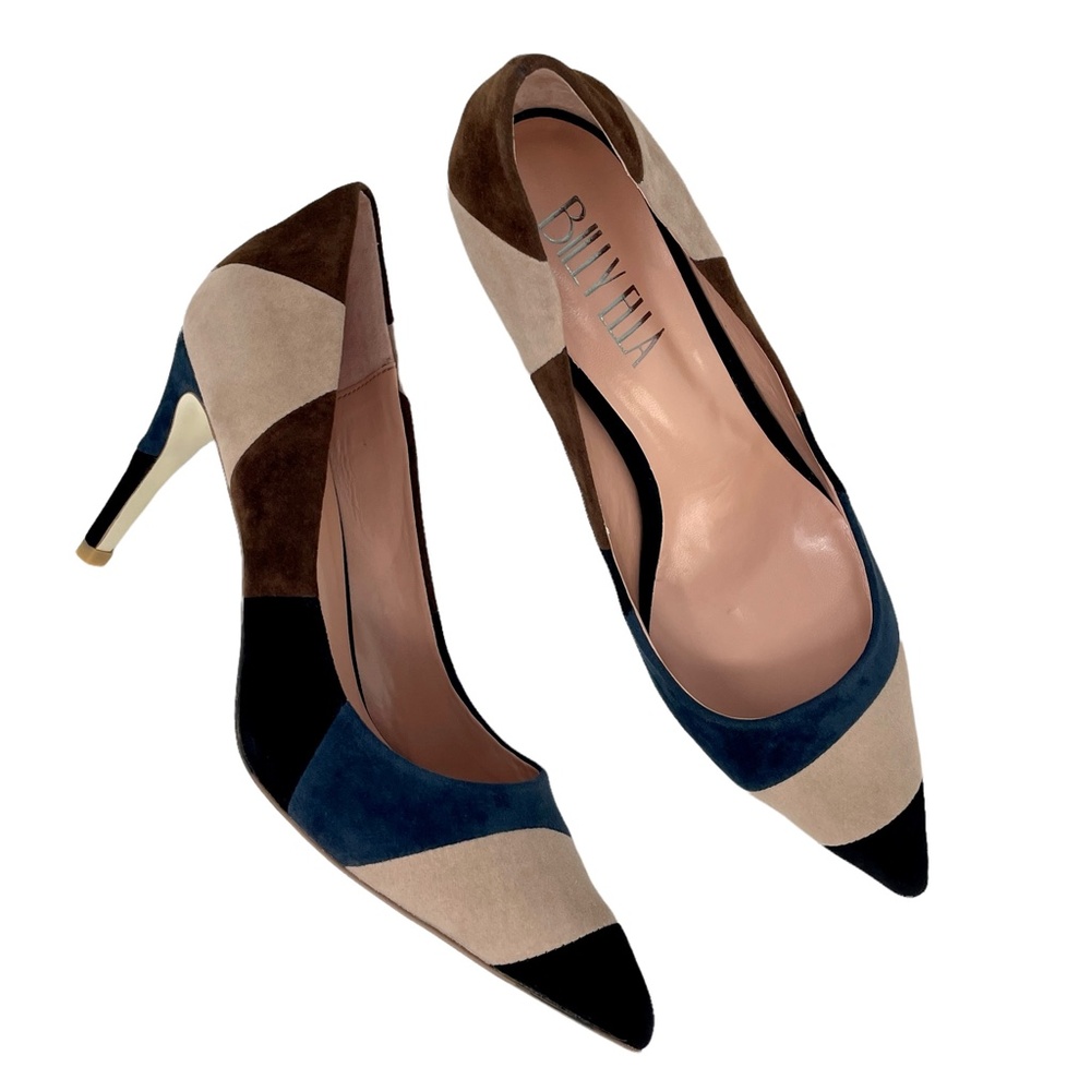 🆕 Billy Ella Patchwork Heel Size 10 Suede Leather Pointed Toe Colorblock Pump